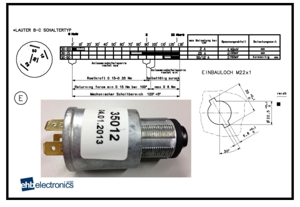 Zündstartschalter KAT35012 ohne Befestigungsmutter - ehb electronics Produkte M05232